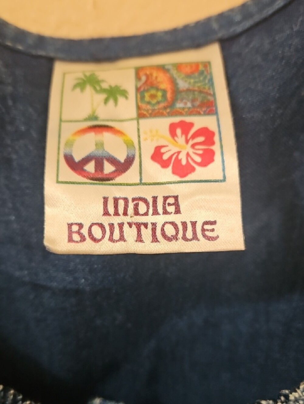 India Boutique Navy Embroidered Button-Front Sundress - Picture 2 of 4
